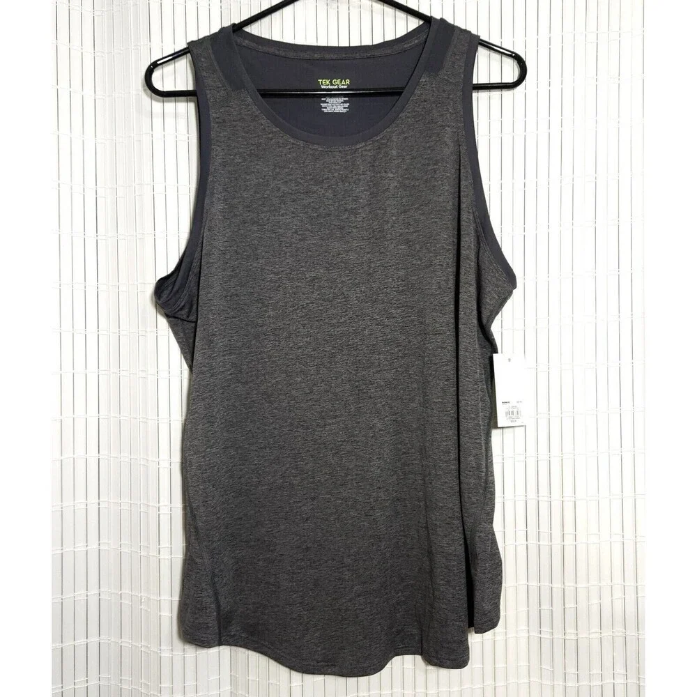 Tek Gear Activewear Top women Size XXL Color Charcoal Reflective Top Logo B2 - Picture 2 of 10